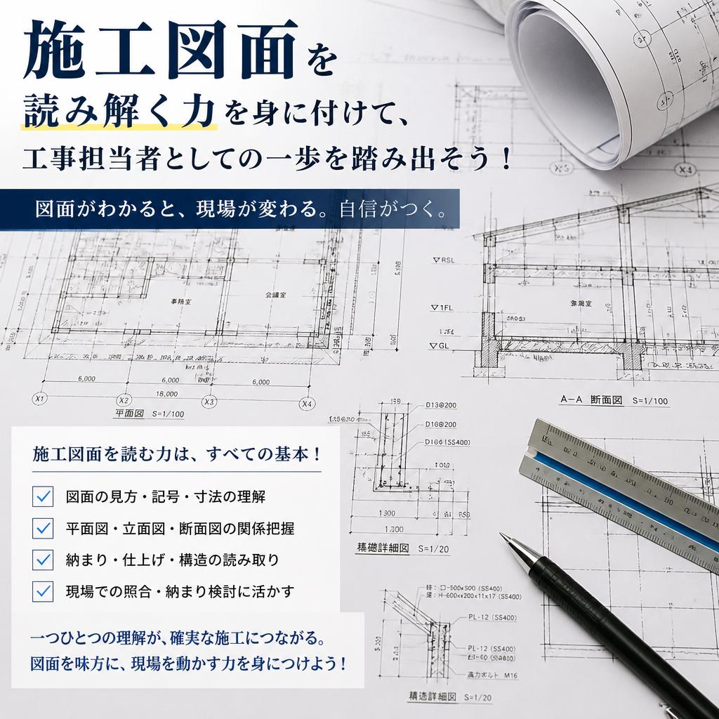 施工図面を読み解く力を身に付けて、工事担当者としての一歩を踏み出そう！